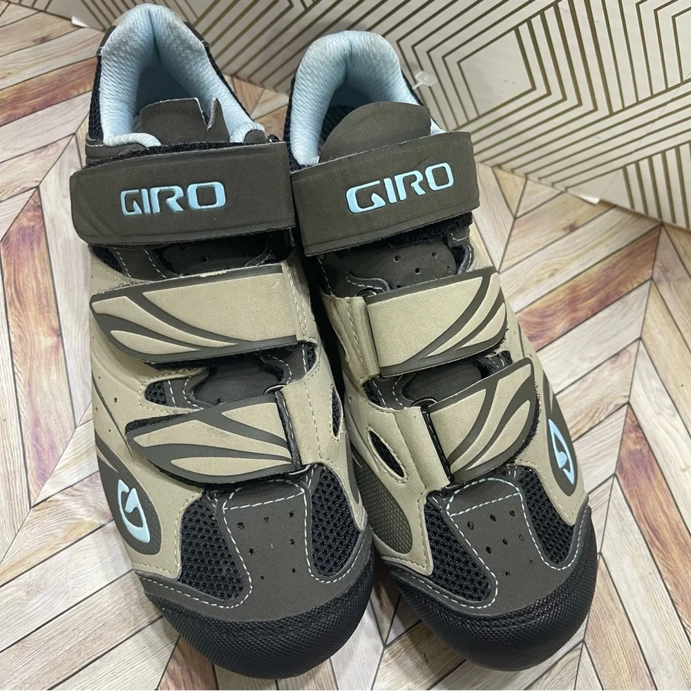 Giro Reva Womens Size 5 Khaki Brown Tan Blue Mountain Cycling Shoes‎ SB2